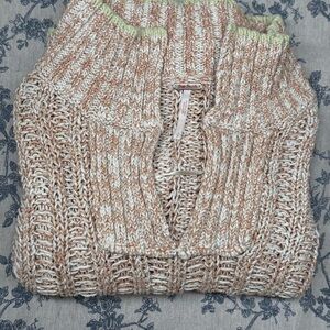 Free People heather Neck Sweater - Cream and Tan